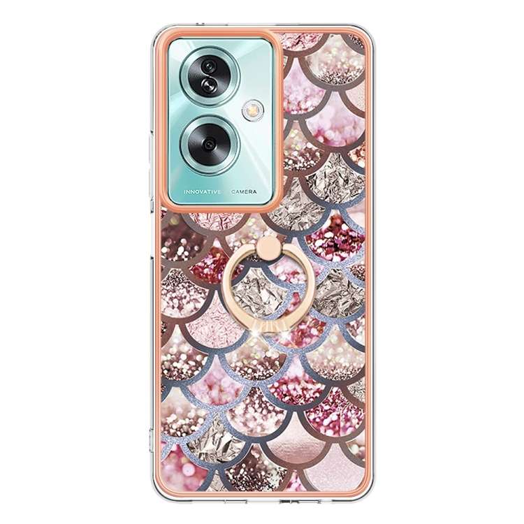 For OPPO A79 5G Global Electroplating IMD TPU Phone Case with Ring(Pink Scales)