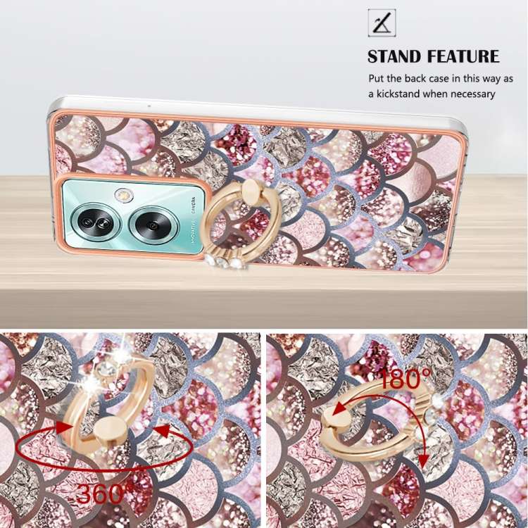 For OPPO A79 5G Global Electroplating IMD TPU Phone Case with Ring(Pink Scales)