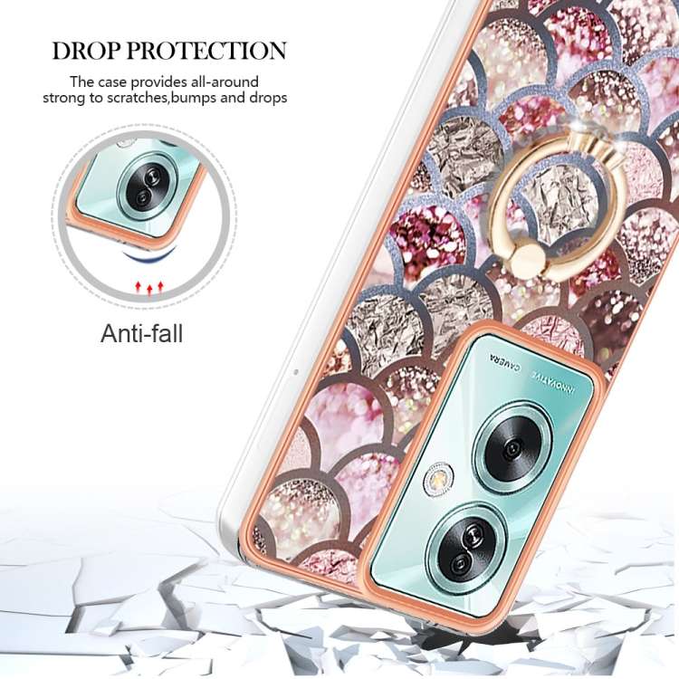 For OPPO A79 5G Global Electroplating IMD TPU Phone Case with Ring(Pink Scales)