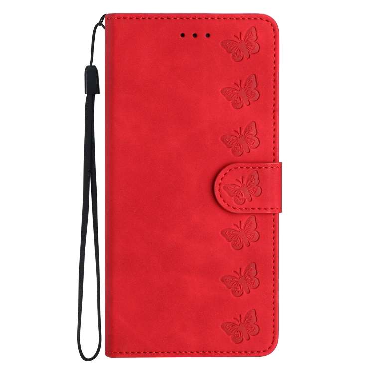For Motorola Edge 40 Seven Butterflies Embossed Leather Phone Case(Red)