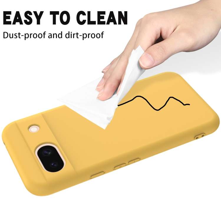 For Google Pixel 8a Pure Color Liquid Silicone Shockproof Phone Case(Yellow)