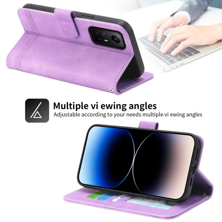 For Xiaomi Redmi Note 12S 4G Global Dierfeng Dream Line TPU + PU Leather Phone Case(Purple)