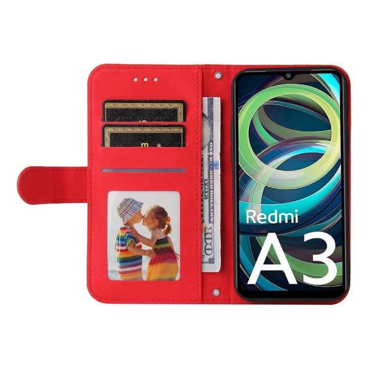 For Xiaomi Redmi A3 Skin Feel Life Tree Metal Button Leather Phone Case(Red)
