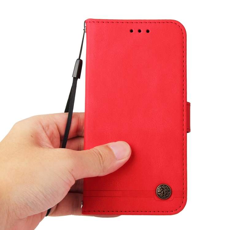 For Xiaomi Redmi A3 Skin Feel Life Tree Metal Button Leather Phone Case(Red)