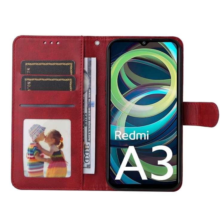 For Xiaomi Redmi A3 Classic Calf Texture Flip Leather Phone Case(Red)
