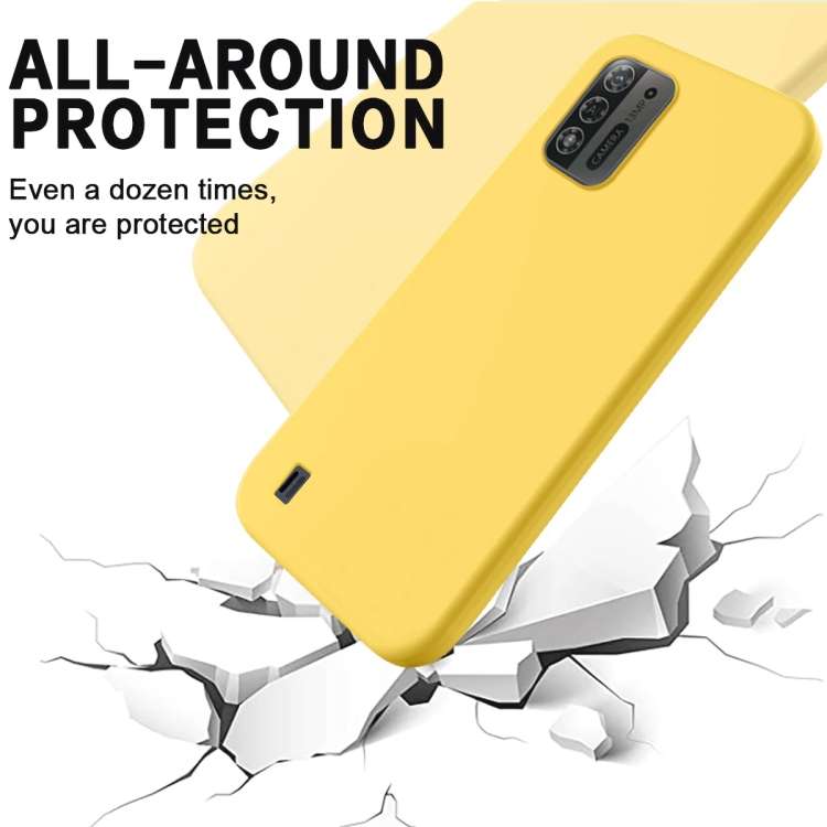For ZTE Blade A52 Lite Pure Color Liquid Silicone Shockproof Phone Case(Yellow)