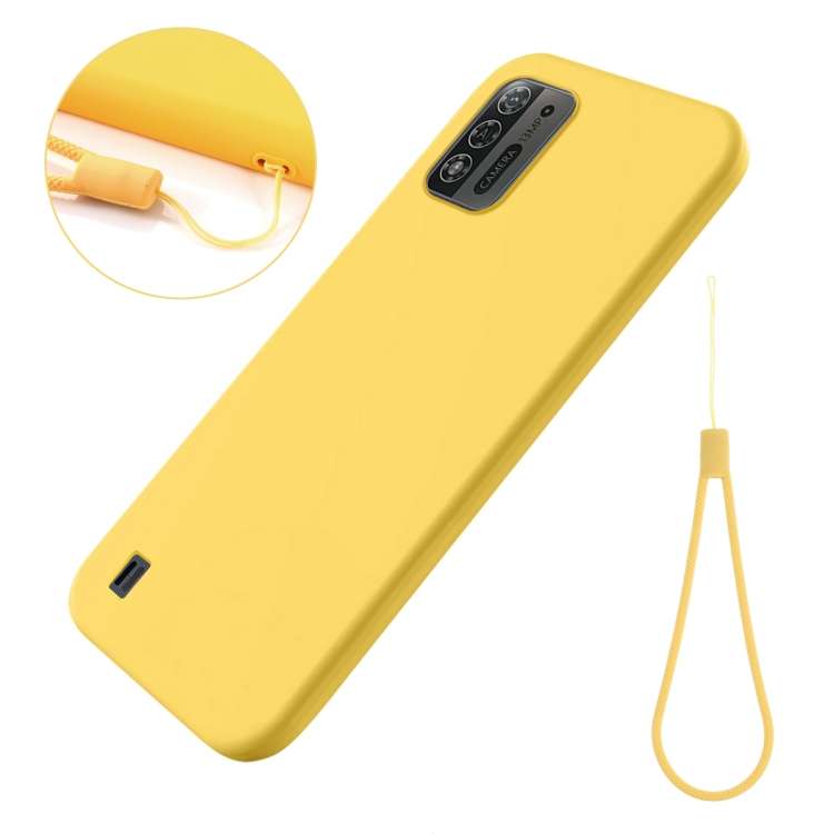 For ZTE Blade A52 Lite Pure Color Liquid Silicone Shockproof Phone Case(Yellow)