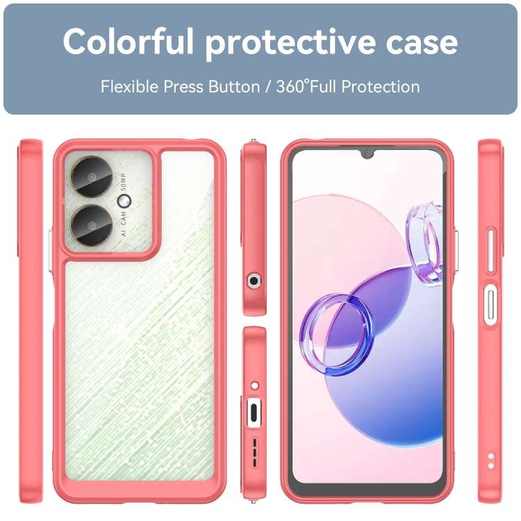 For Xiaomi Redmi 13R 5G Colorful Series Acrylic Hybrid TPU Phone Case(Red)
