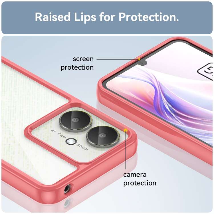 For Xiaomi Redmi 13R 5G Colorful Series Acrylic Hybrid TPU Phone Case(Red)