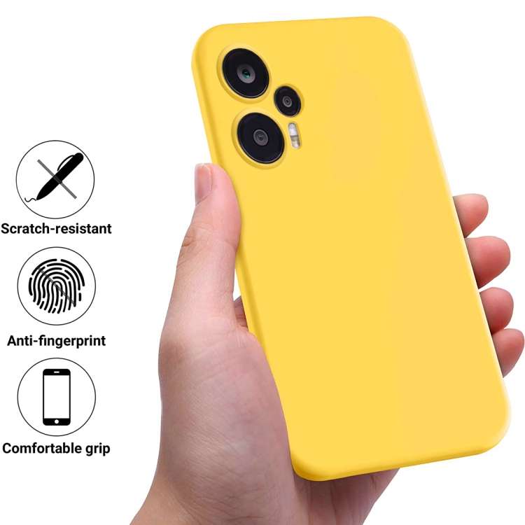 For Xiaomi Poco F5 5G Pure Color Liquid Silicone Shockproof Phone Case(Yellow)