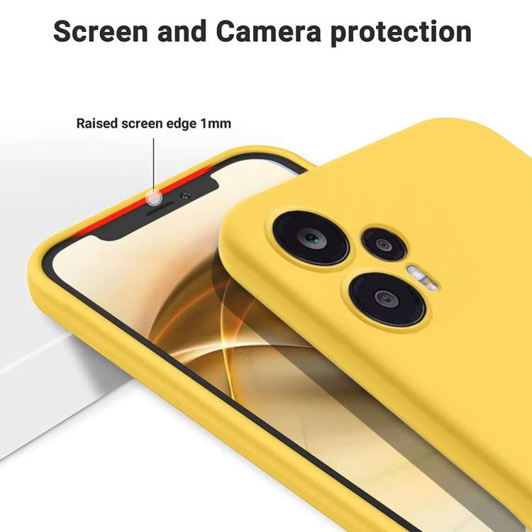 For Xiaomi Poco F5 5G Pure Color Liquid Silicone Shockproof Phone Case(Yellow)
