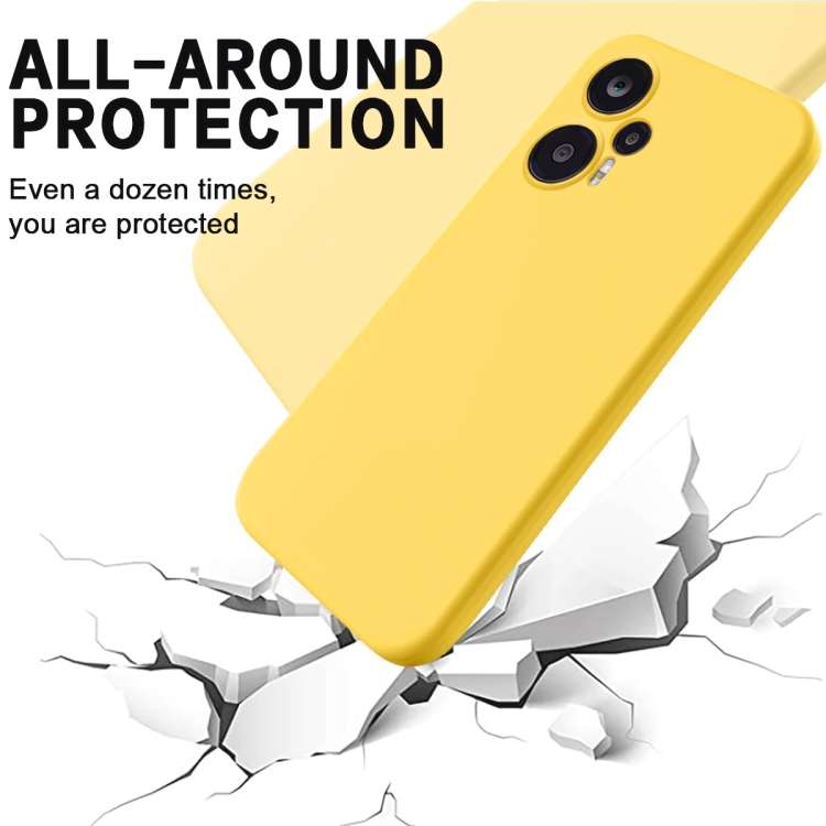 For Xiaomi Poco F5 5G Pure Color Liquid Silicone Shockproof Phone Case(Yellow)