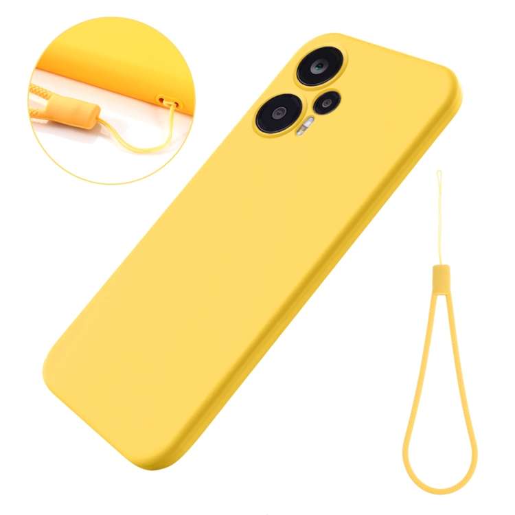 For Xiaomi Poco F5 5G Pure Color Liquid Silicone Shockproof Phone Case(Yellow)