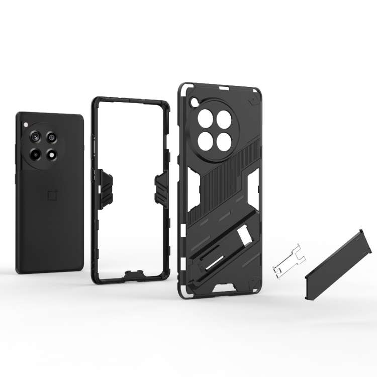 For OnePlus Ace 3 5G Punk Armor 2 in 1 PC + TPU Phone Case with Holder(Black)