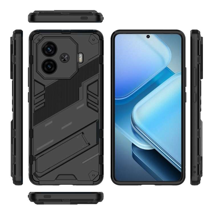 For vivo iQOO Z9 Turbo 5G Punk Armor 2 in 1 PC + TPU Phone Case with Holder(Black)