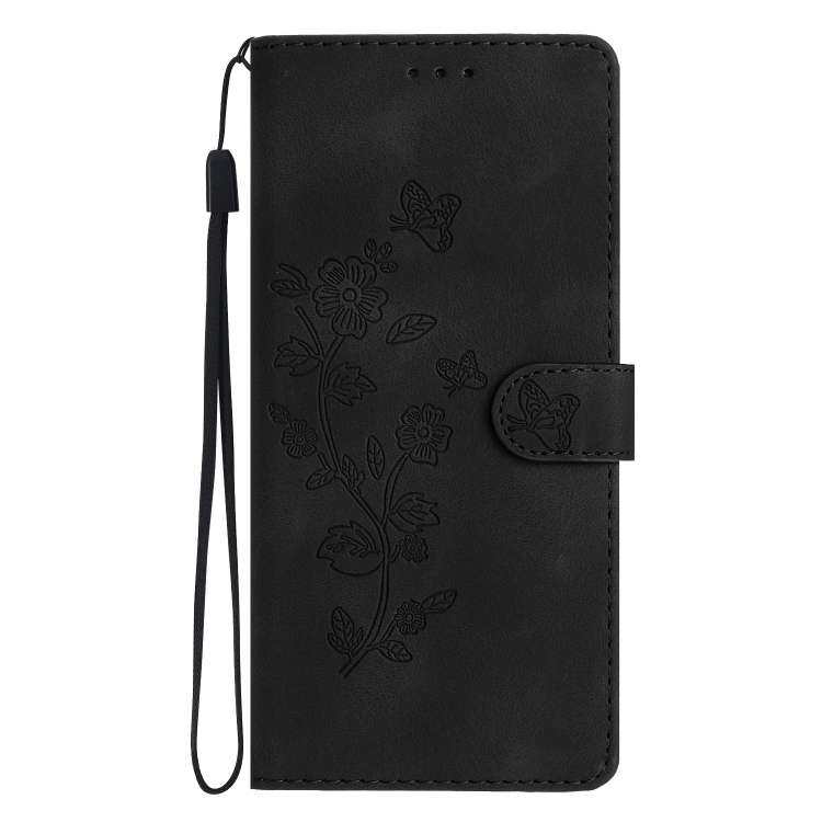 For Honor 90 Lite Flower Butterfly Embossing Pattern Leather Phone Case(Black)