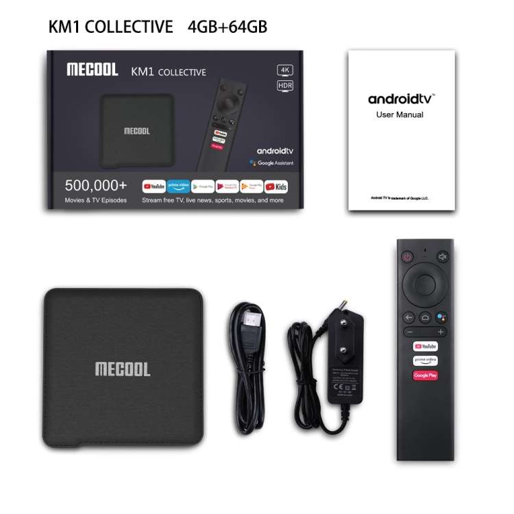 MECOOL KM1 4K Ultra HD Smart Android 9.0 Amlogic S905X3 TV Box with Remote Controller, 4GB+64GB, Sup