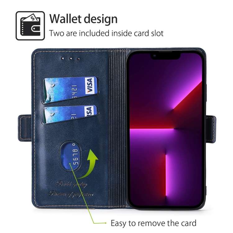 For TCL 50 SE 4G Contrast Color Side Buckle Leather Phone Case(Blue + Grey)