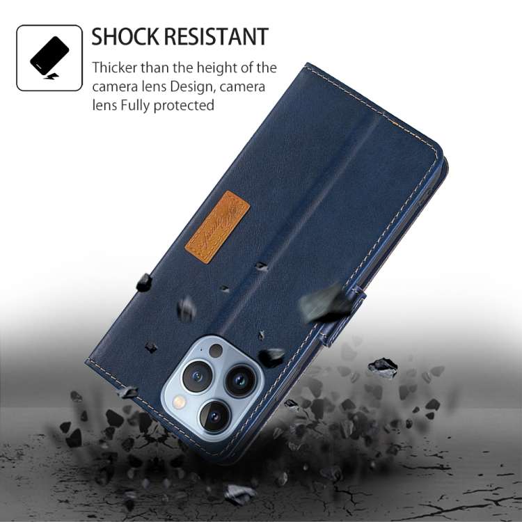 For TCL 50 SE 4G Contrast Color Side Buckle Leather Phone Case(Blue + Grey)
