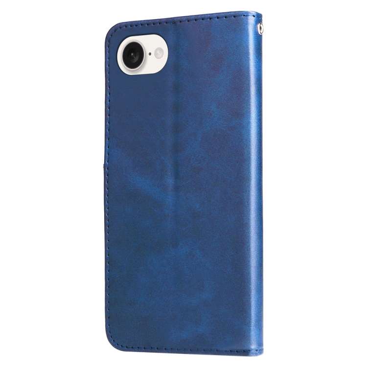 For iPhone SE 20224 Fashion Calf Texture Zipper Leather Phone Case(Blue)