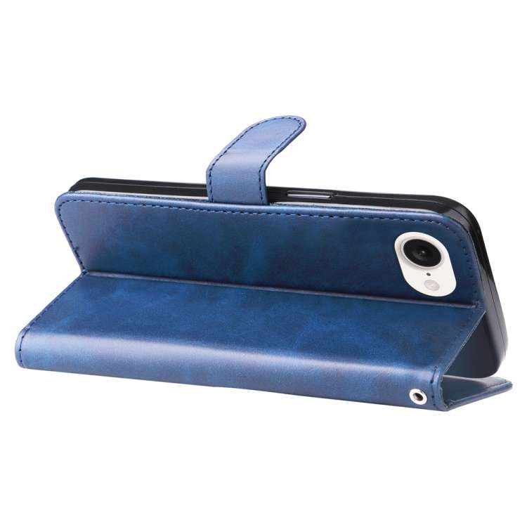 For iPhone SE 20224 Fashion Calf Texture Zipper Leather Phone Case(Blue)