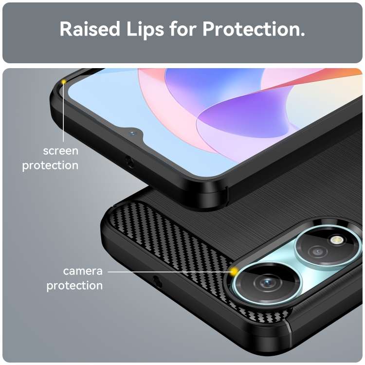 For Honor X5 Plus Brushed Texture Carbon Fiber TPU Phone Case(Black)