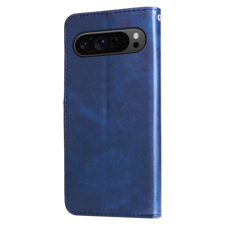 For Google Pixel 9 Pro Fashion Calf Texture Zipper Leather Phone Case(Blue)