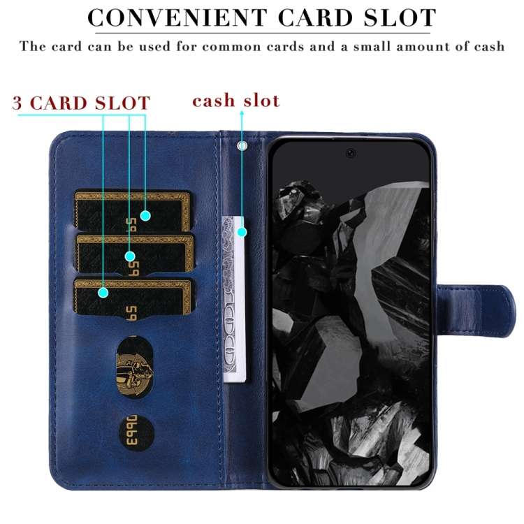 For Google Pixel 9 Pro Fashion Calf Texture Zipper Leather Phone Case(Blue)