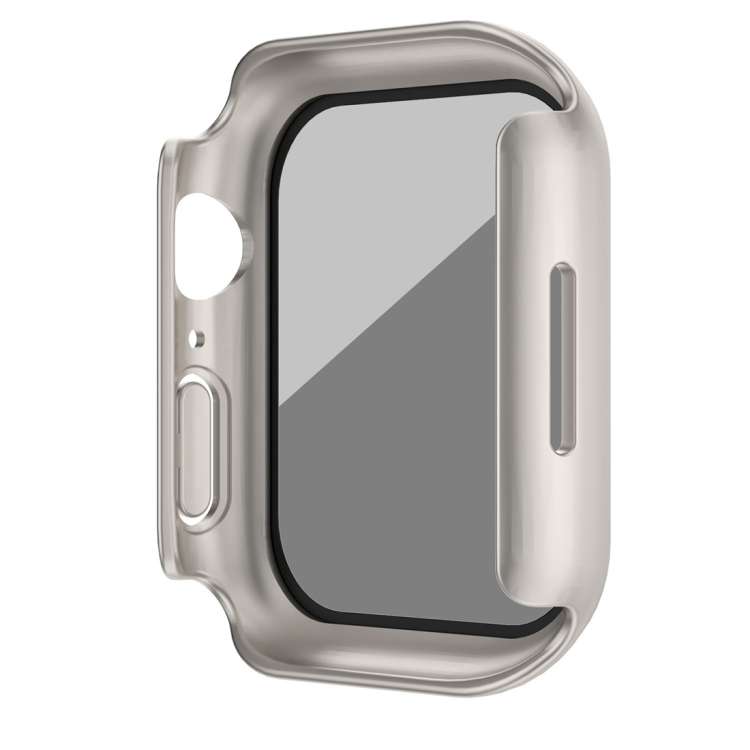 For Apple Watch 6 44mm Frosted PC + Anti-spy Tempered Film Integrated Watch Protective Case(Starligh