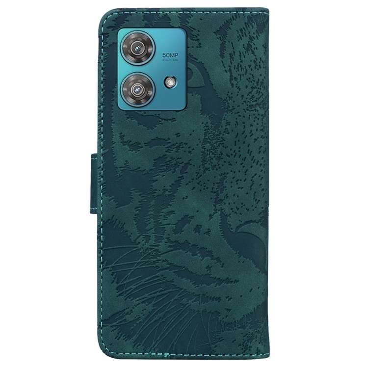 For Motorola Edge 40 Neo Tiger Embossing Pattern Leather Phone Case(Green)