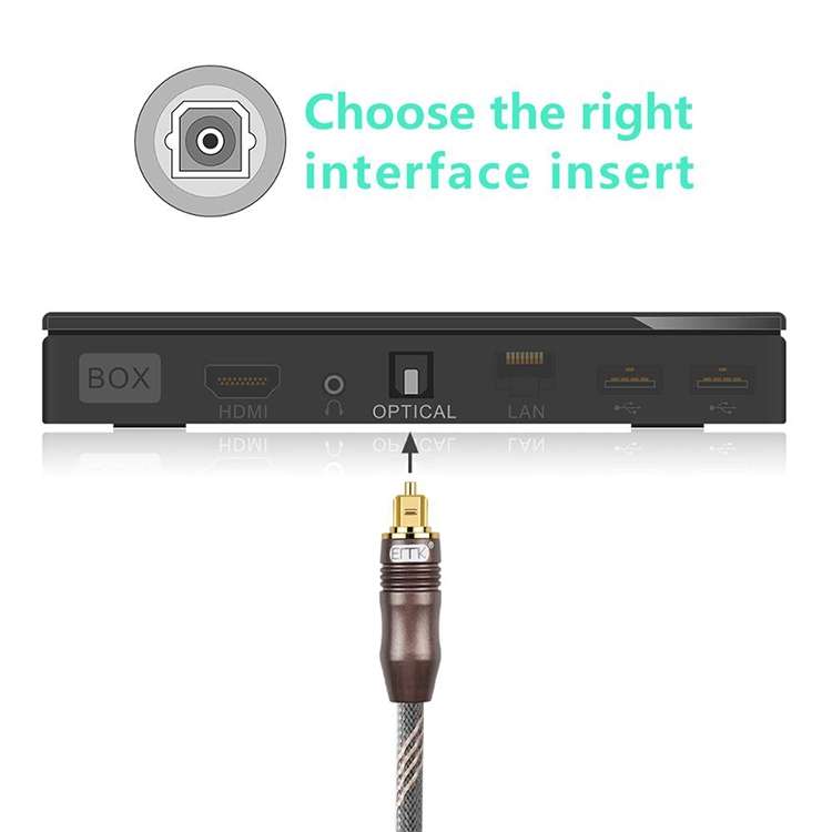 25m EMK OD6.0mm Toslink Square Port to Square Port TV Digital Audio Optical Fiber Connecting Cable