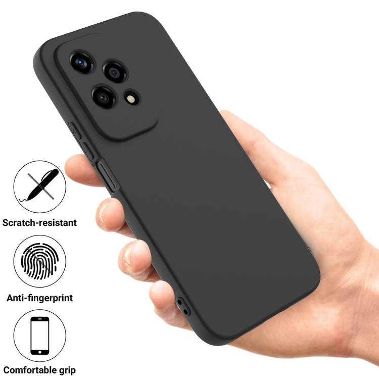For Honor 200 Lite Global Pure Color Liquid Silicone Shockproof Phone Case(Black)