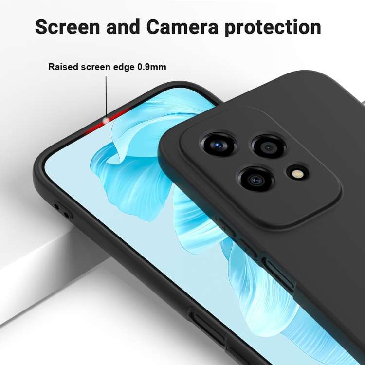For Honor 200 Lite Global Pure Color Liquid Silicone Shockproof Phone Case(Black)