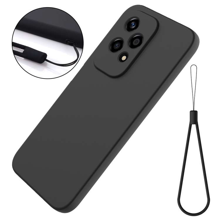 For Honor 200 Lite Global Pure Color Liquid Silicone Shockproof Phone Case(Black)