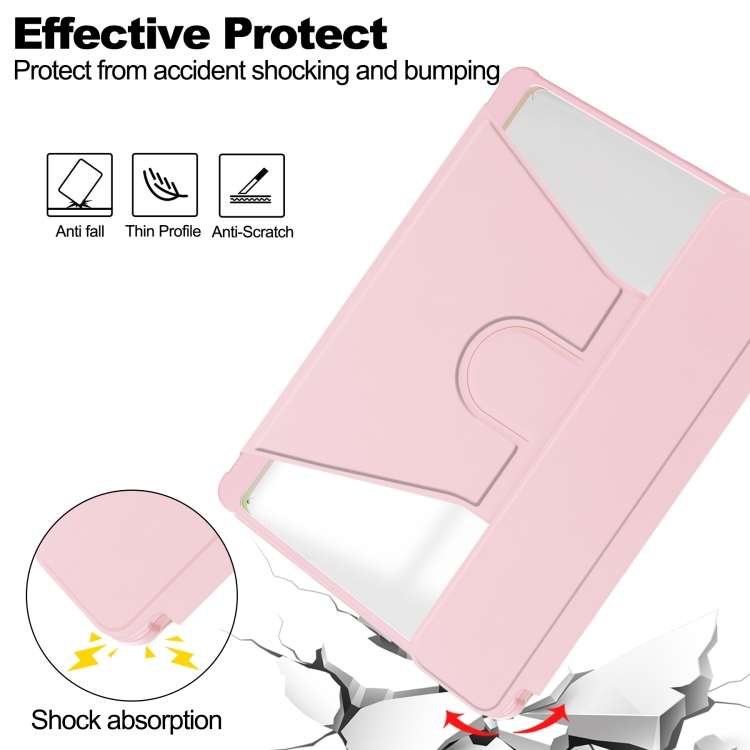 For Samsung Galaxy Tab S9 FE+ 360 Rotation Transparent Smart Leather Case with Keyboard(Pink)