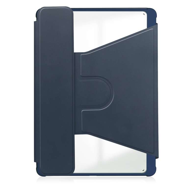 For Samsung Galaxy Tab A9+ 360 Rotation Transparent Smart Leather Case with Keyboard(Dark Blue)