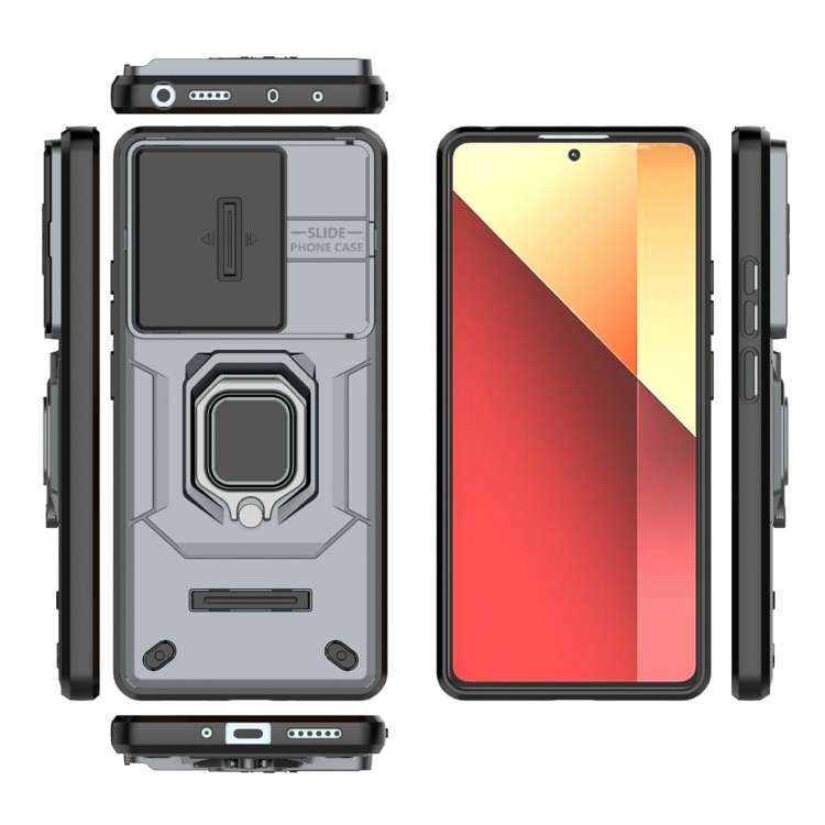 For Xiaomi Redmi Note 13 Pro 4G Global Sliding Camshield TPU + PC Shockproof Phone Case with Holder(