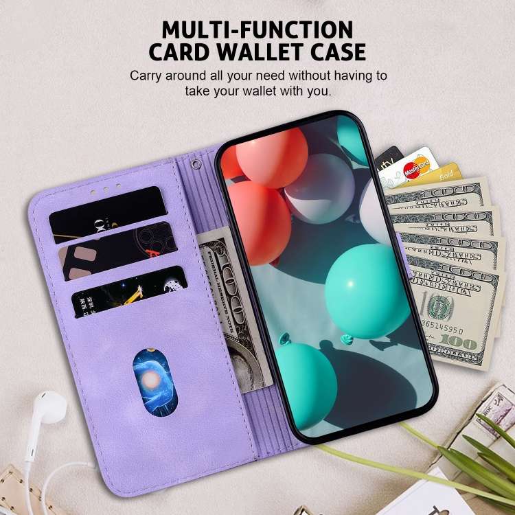For OPPO A59 5G / A2M 7-shaped Embossed Leather Phone Case(Purple)