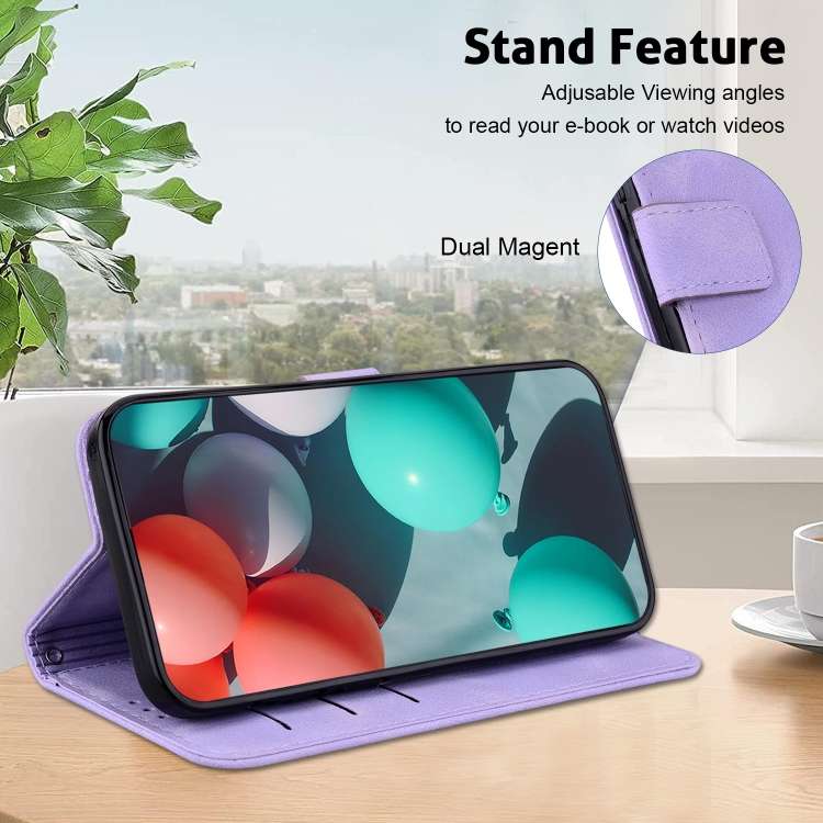 For OPPO A59 5G / A2M 7-shaped Embossed Leather Phone Case(Purple)