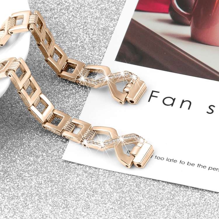 For Fitbit Inspire / Inspire HR Metal Cross Chain A Type  Watch Band(Rose Gold)