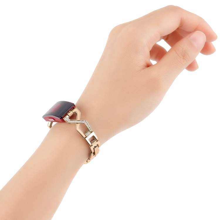 For Fitbit Inspire / Inspire HR Metal Cross Chain A Type  Watch Band(Rose Gold)
