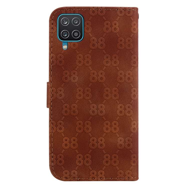 For Samsung Galaxy F22 4G Double 8-shaped Embossed Leather Phone Case(Brown)