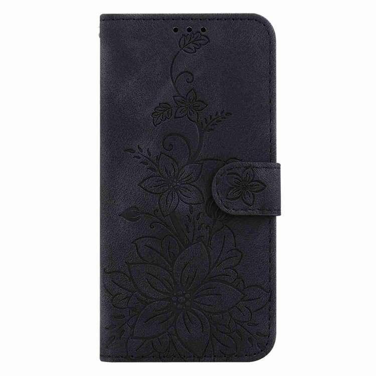 For Motorola Moto G84 Lily Embossed Leather Phone Case(Black)