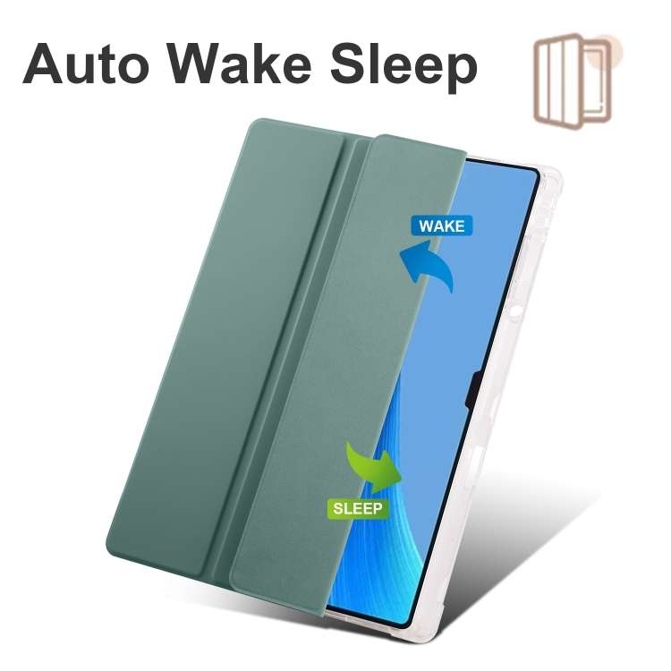 For Huawei MatePad Pro 13.2 2023 3-folding Transparent TPU Smart Leather Tablet Case(Dark Night Gree