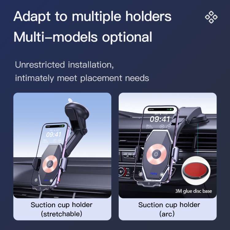 TOTU CH-1-W 15W Wireless Charging Car Holder, Stick and Extend Version(Grey)