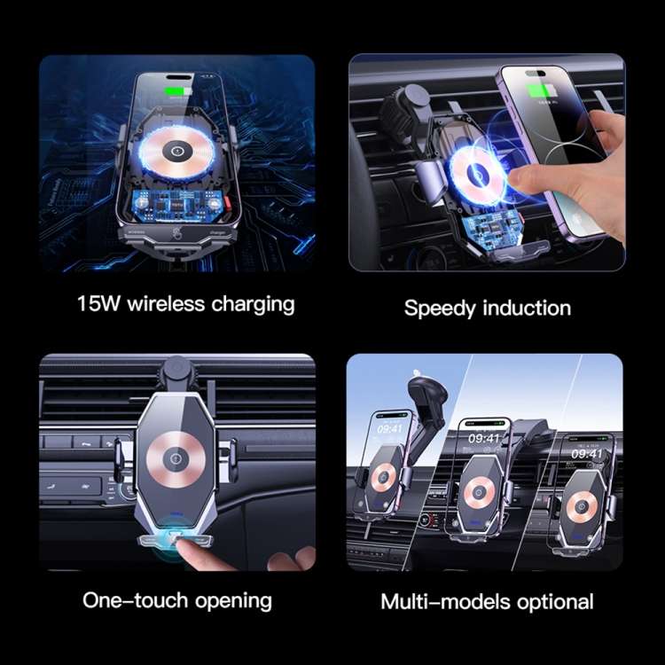 TOTU CH-1-W 15W Wireless Charging Car Holder, Stick and Extend Version(Grey)