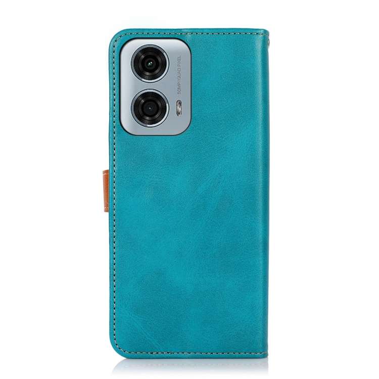 For Motorola Moto G04 / G24 KHAZNEH Dual-color Cowhide Texture Flip Leather Phone Case(Blue)