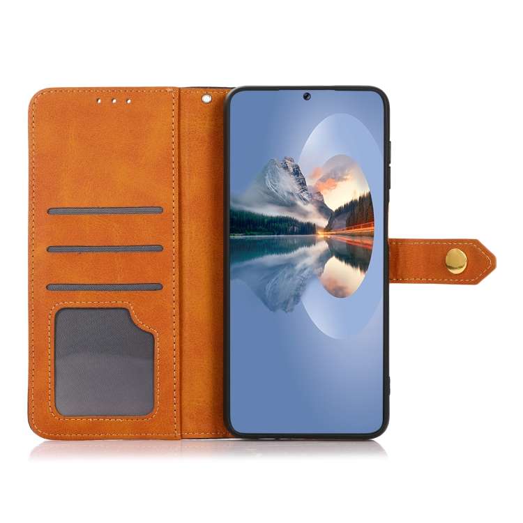 For Motorola Moto G04 / G24 KHAZNEH Dual-color Cowhide Texture Flip Leather Phone Case(Blue)