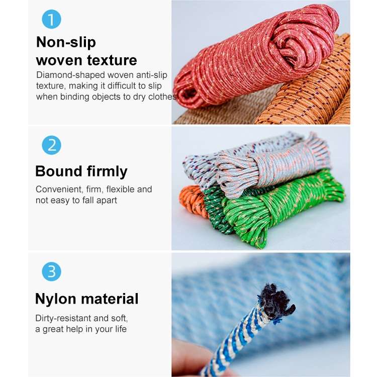 10m Outdoor Thick Nylon Rope for Hanging Clothes Random Color
