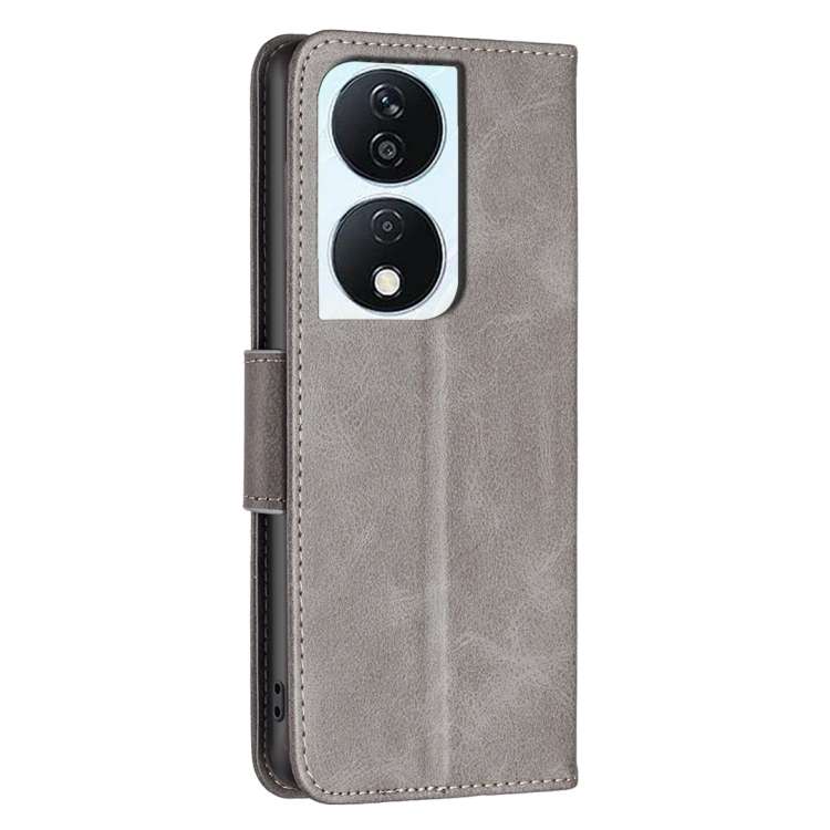 For Honor X7b Lambskin Texture Pure Color Flip Leather Phone Case(Grey)